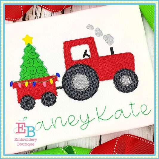 Tractor Tree Zigzag Applique, Applique