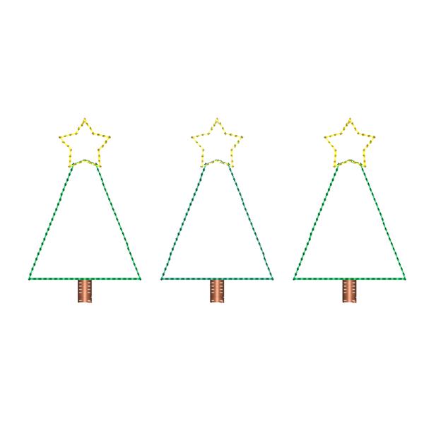 Trees Stars Trio Bean Stitch Applique Design, Applique