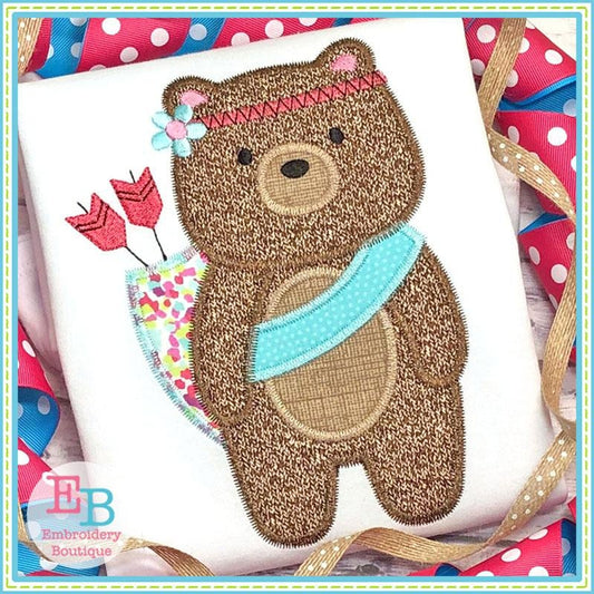 Tribal Girl Bear Zigzag Applique, Applique