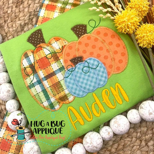 Trio Pumpkins Zig Zag Stitch Applique Design, Applique