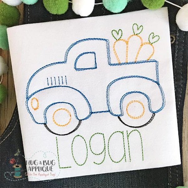 Truck Carrots Sketch Embroidery Design, Embroidery
