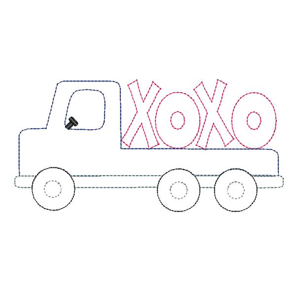 Flatbed XOXO Bean Stitch Applique Design, Applique