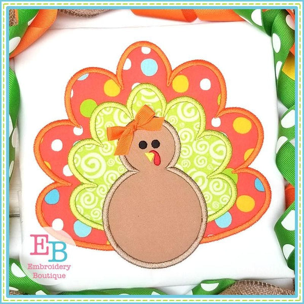 Turkey Satin Applique - bow and no bow files included, Applique