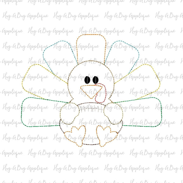 Turkey Football Bean Stitch Applique Design, Applique