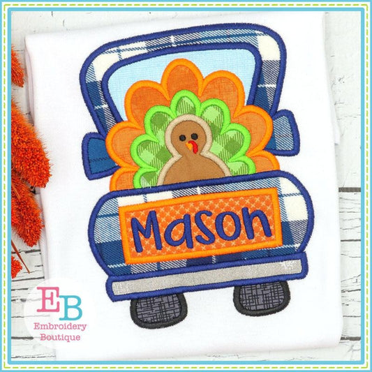 Truck Turkey Satin Applique, Applique