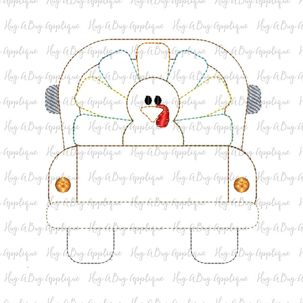 Turkey Truck Bean Stitch Applique Design, Applique