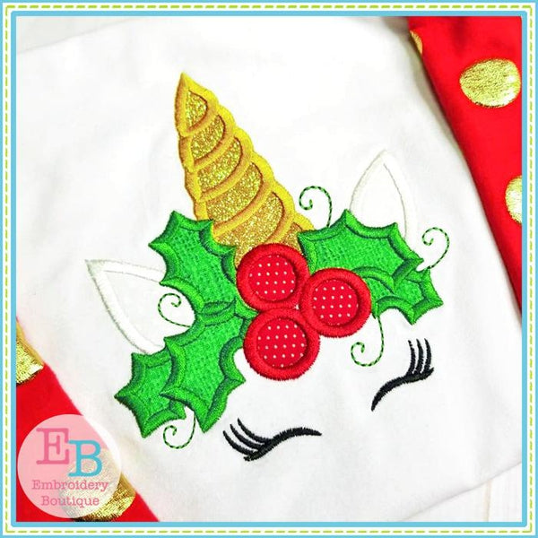 Holly Unicorn Applique, Applique