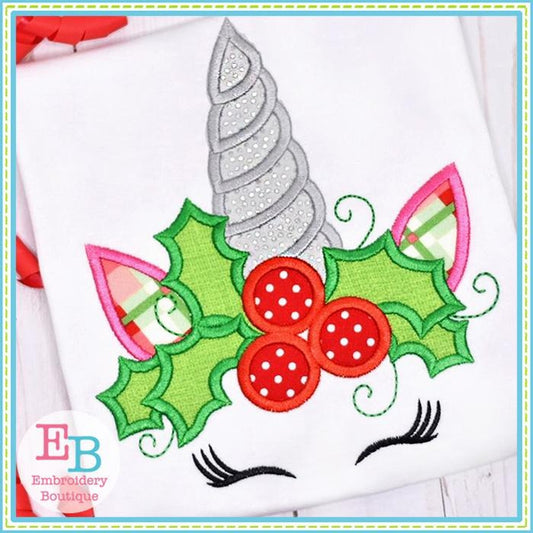 Holly Unicorn Applique, Applique