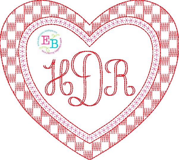 Checkered Valentine Heart Embroidery Design, Embroidery Designs