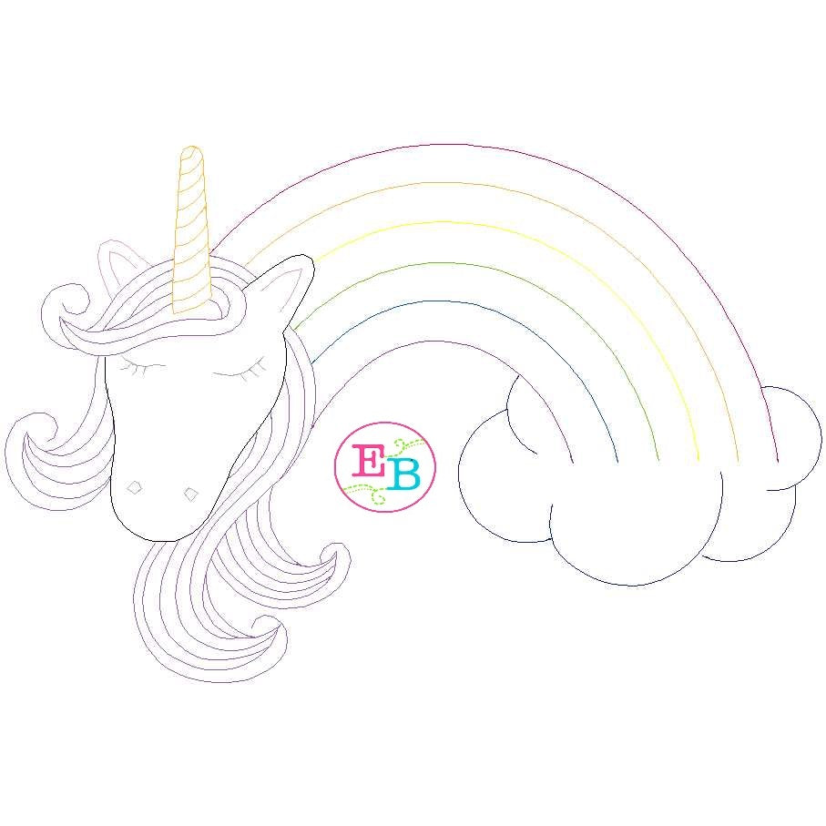 Vintage Rainbow Unicorn Design, Embroidery