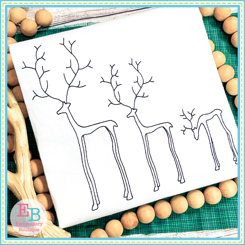 Vintage Reindeer Bean Stitch Embroidery Design, Embroidery Design