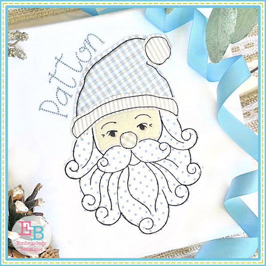 Vintage Santa Bean Stitch Applique, Applique