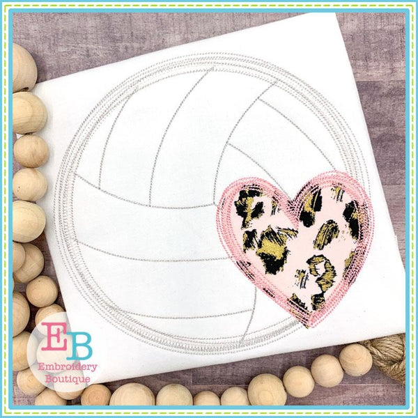 Volleyball Heart Scribble Applique, Applique