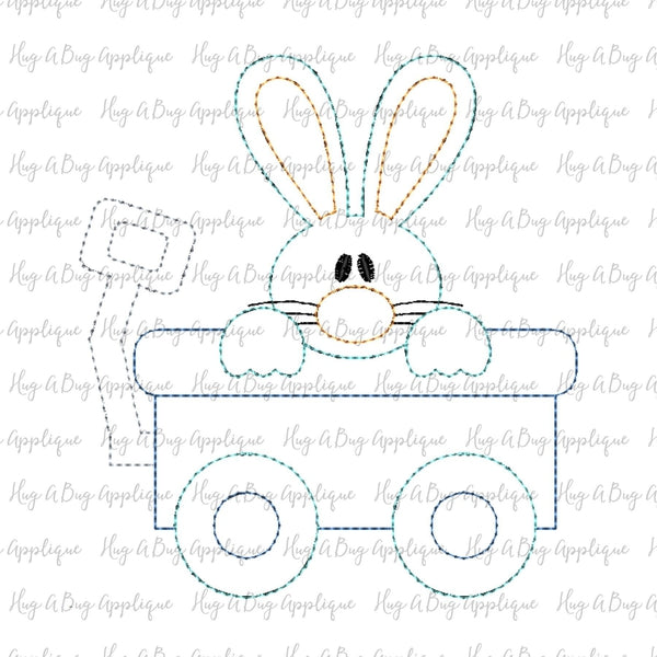 Bunny Wagon Bean Stitch Applique Design, Applique