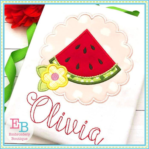 Watermelon Scallop Satin Applique, Applique