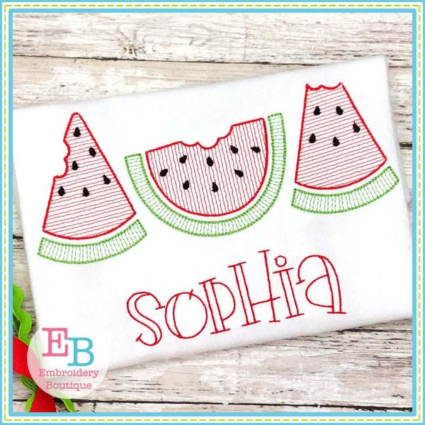 Watermelon Sketch Trio Design, Embroidery