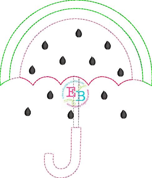 Watermelon Umbrella Bean Stitch Applique, Applique