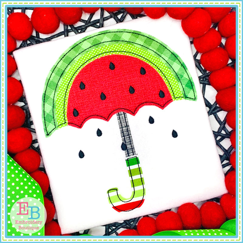 Watermelon Umbrella Bean Stitch Applique, Applique
