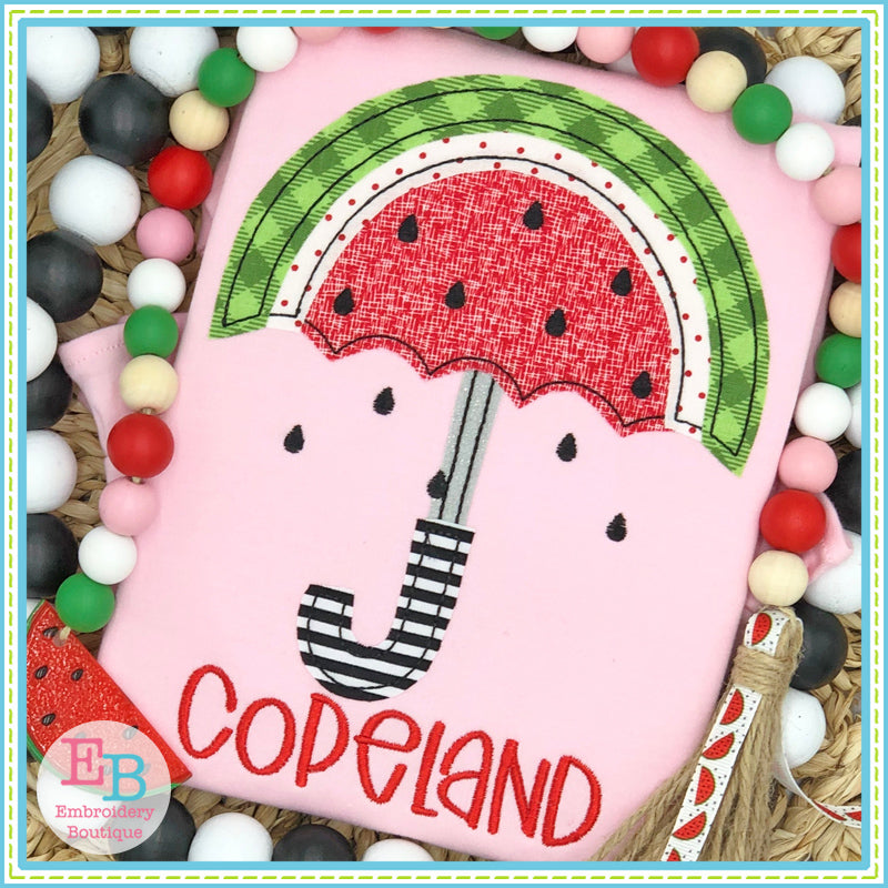 Watermelon Umbrella Bean Stitch Applique, Applique