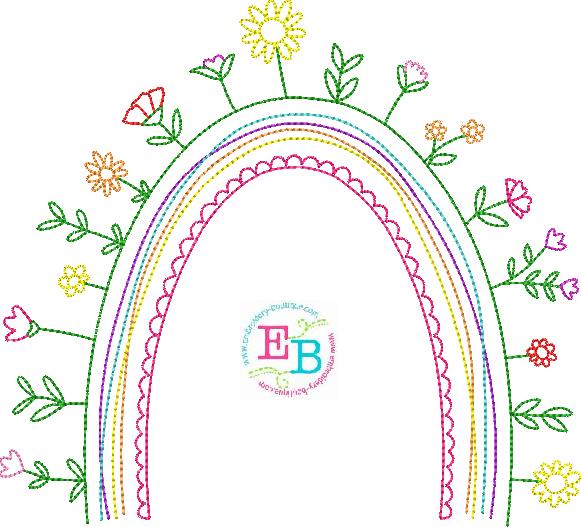 Wildflower Rainbow Embroidery Design, Embroidery Design, Embroidery Boutique