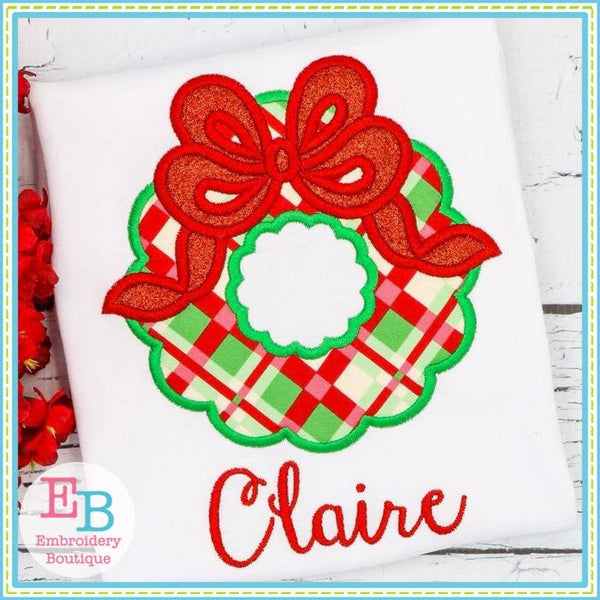 Wreath Bow Applique, Applique