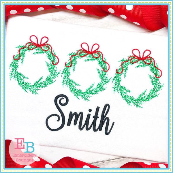 Merry Christmas Wreath Trio Design, Embroidery