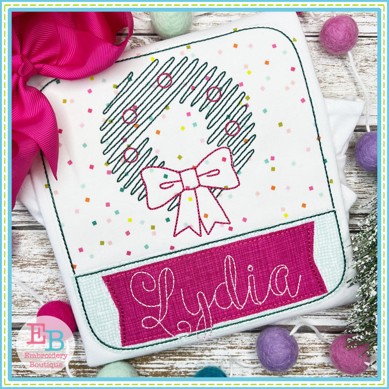 Scribble Wreath Applique Patch, Applique