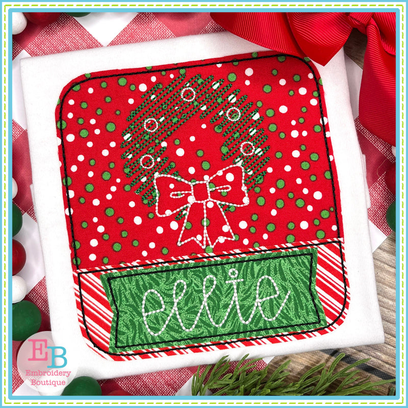 Scribble Wreath Applique Patch, Applique